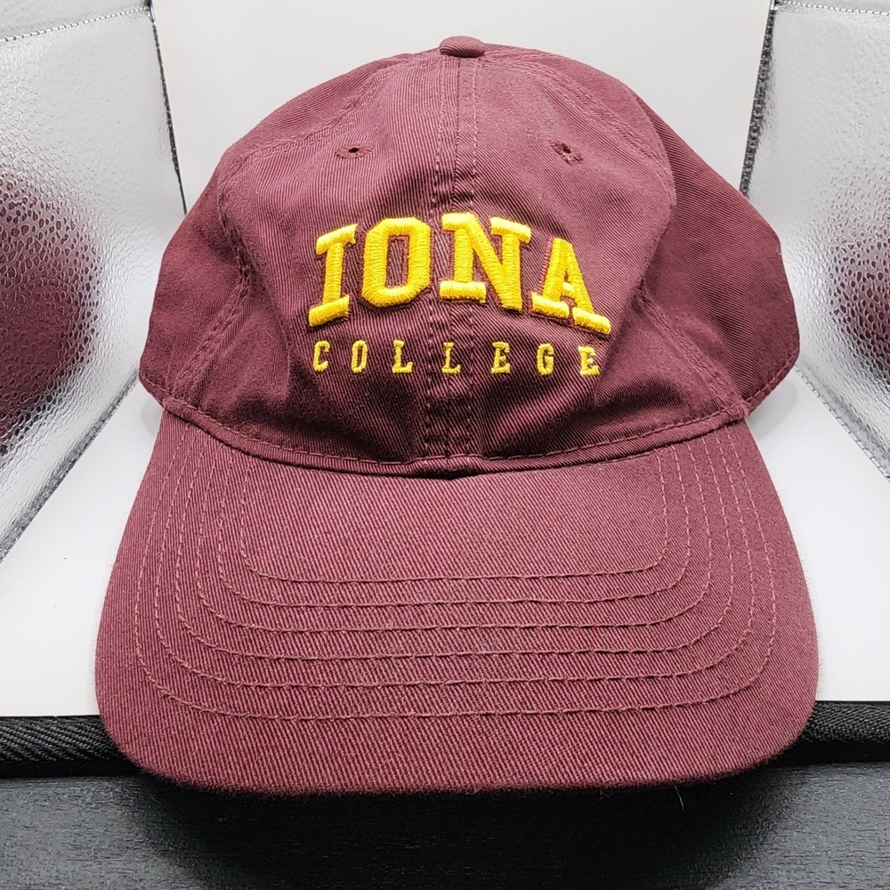Iona College Embroidered Legacy‎ Baseball Hat Maroon Mens OSFM  Adjustable Strap